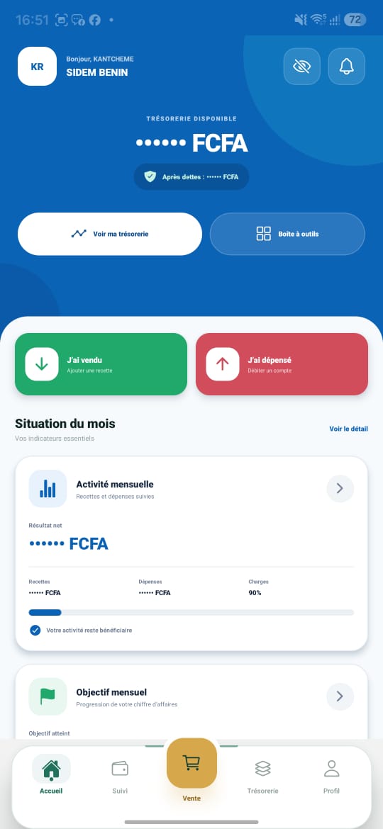 Écran d’accueil de l’application ADJOTCHE
